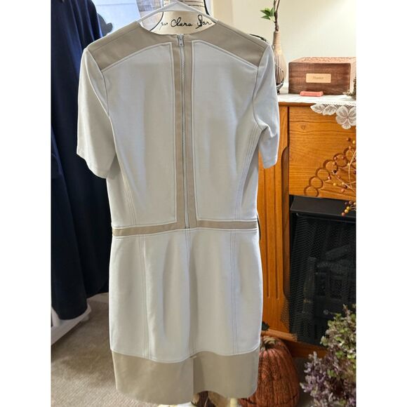 Helmut Lang Creamy Slash Lamb Leather Panel Dress Size 4 So Chic! - Picture 3 of 7